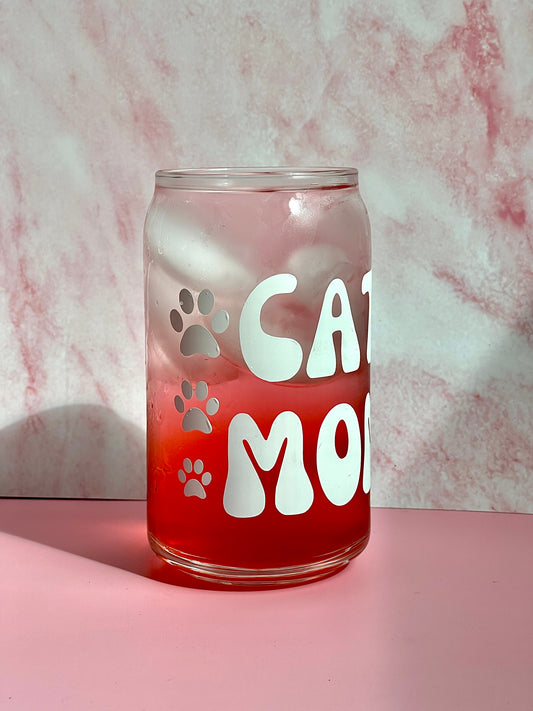 Cat Mom Glass Cup