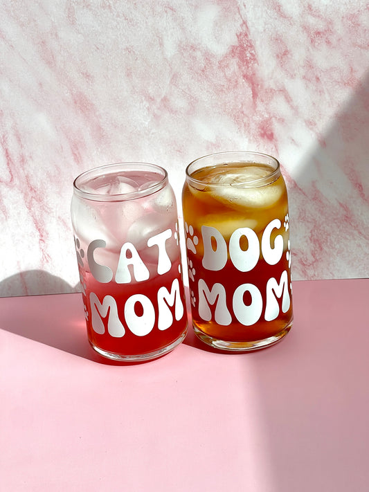Cat Mom Glass Cup