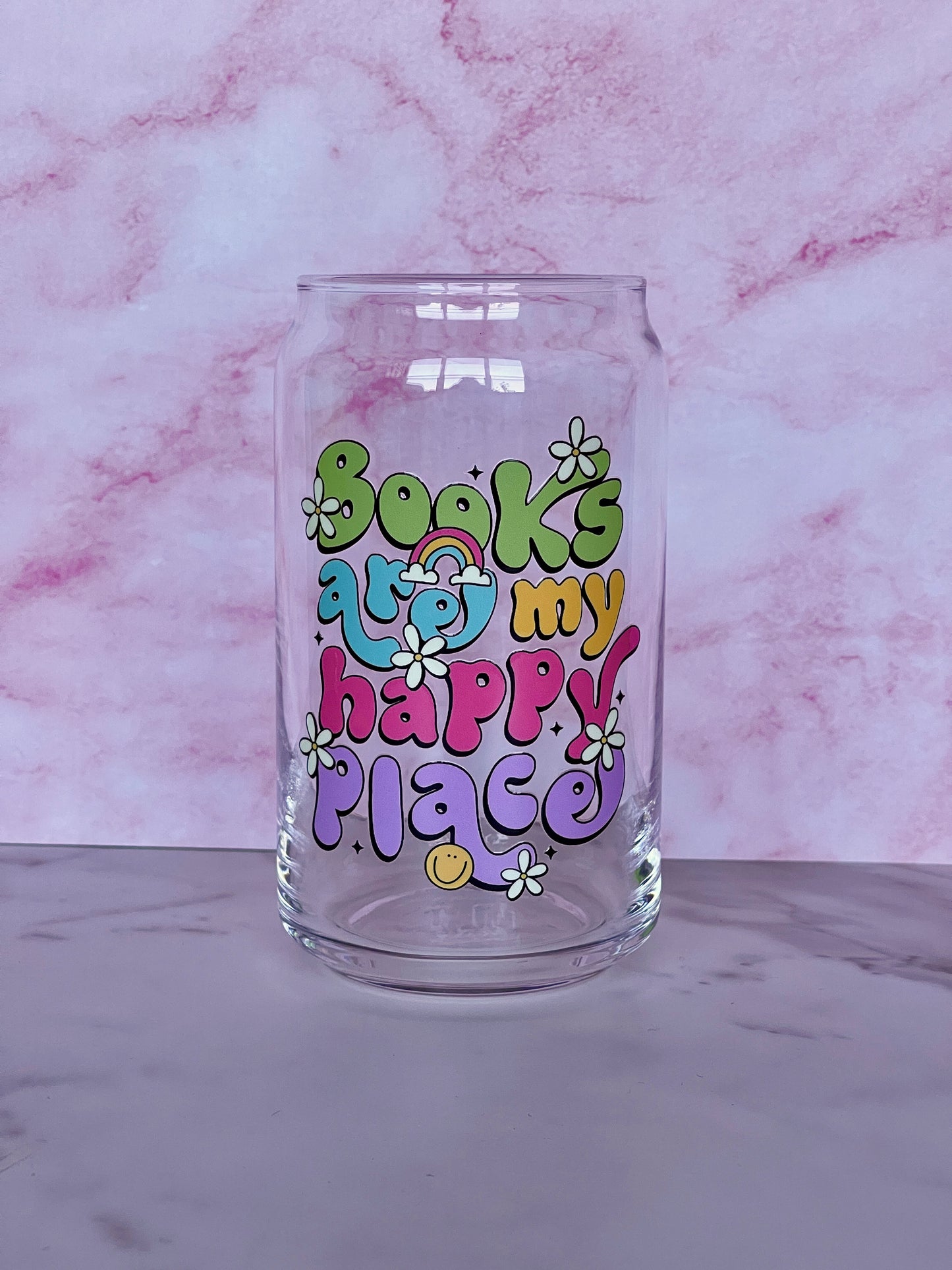 Books Are My Happy Place Glass Cup